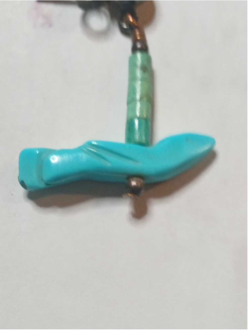 Southwestern Turquoise Fetish Carved Earrings Boho Artisan Jewelry - Picture 7 of 7